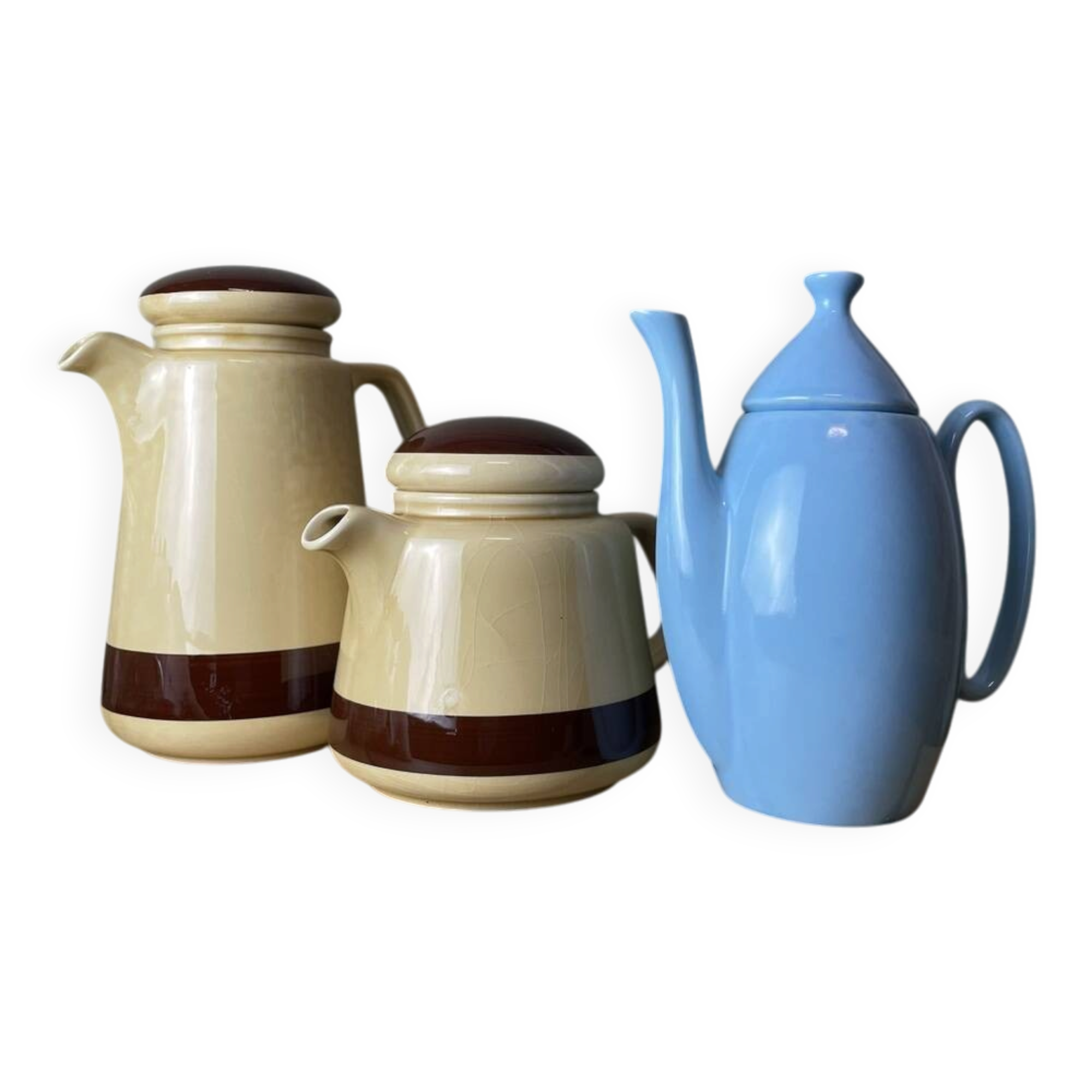 3 Portuguese Mic Century Modern coffee team pots
