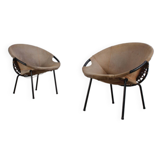 Paire fauteuils vintage mid century 50s 60s 70s