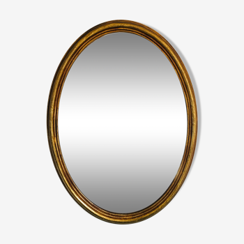Miroir oval en bois doré 80x58 cm