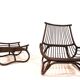 Manou rattan lounge chair in pagoda style with ottoman