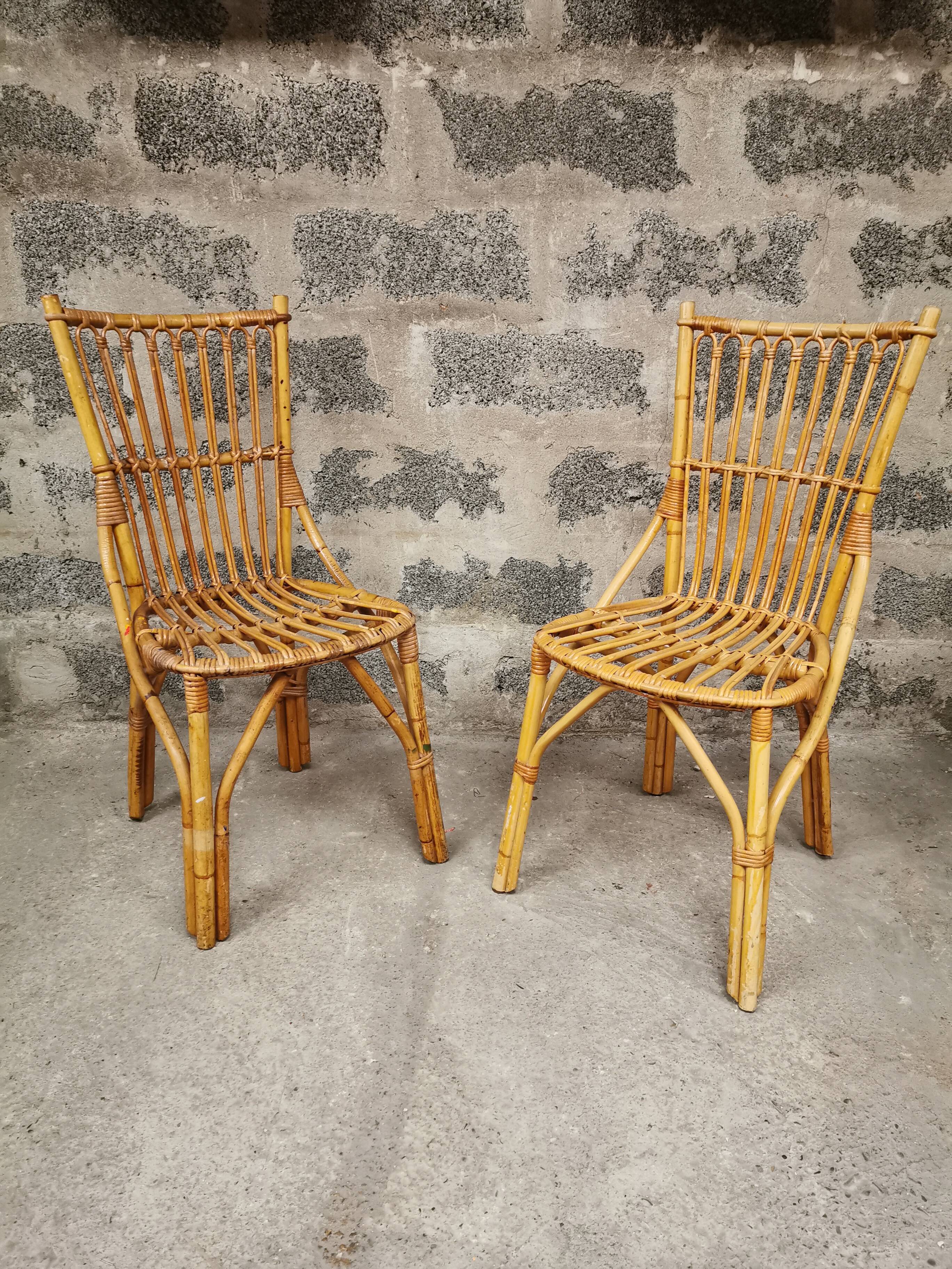 Pair of rattan chair