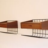 Pair of Scandinavian hanging bedside tables 1960