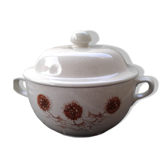 Soupiere in sandstone model thistles. Vintage