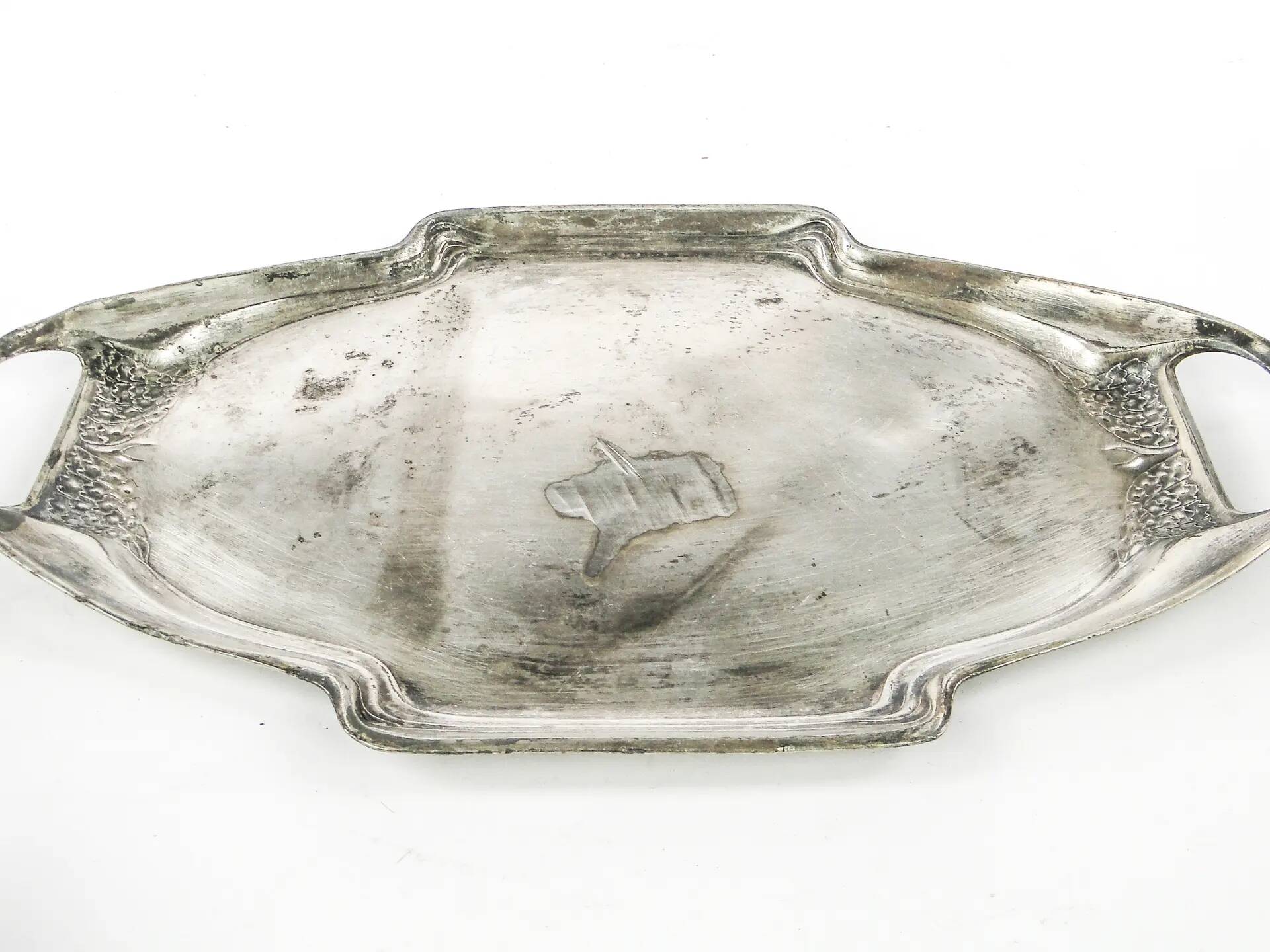Art Nouveau tray, silver-plated pewter, Austria, early 20th century