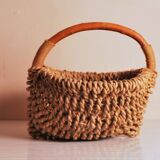 antique french handmade collection basket, woven basket