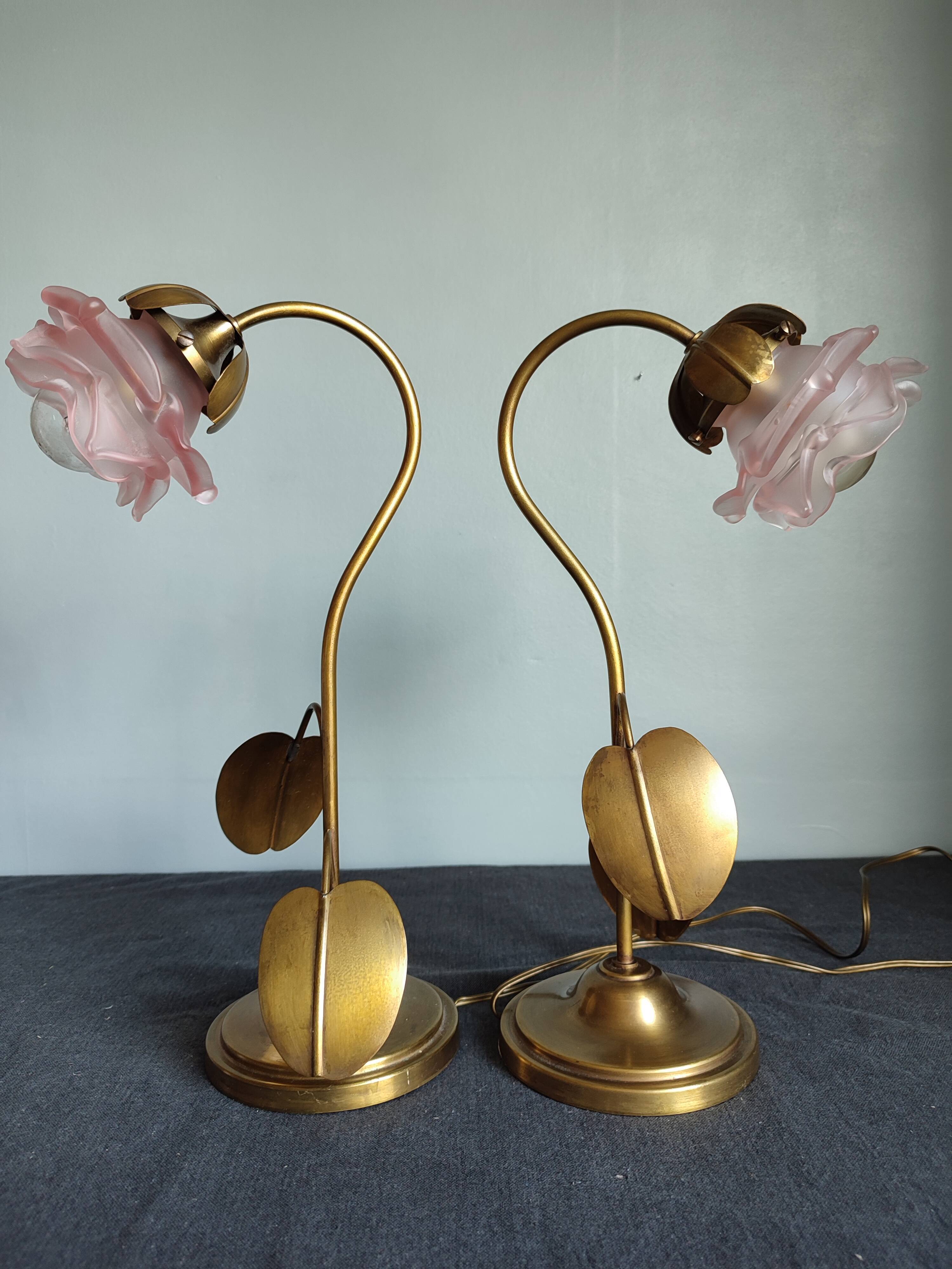 Pair of art deco lamps old gooseneck
