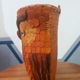 Vintage wall basket, wicker owl and bamboo