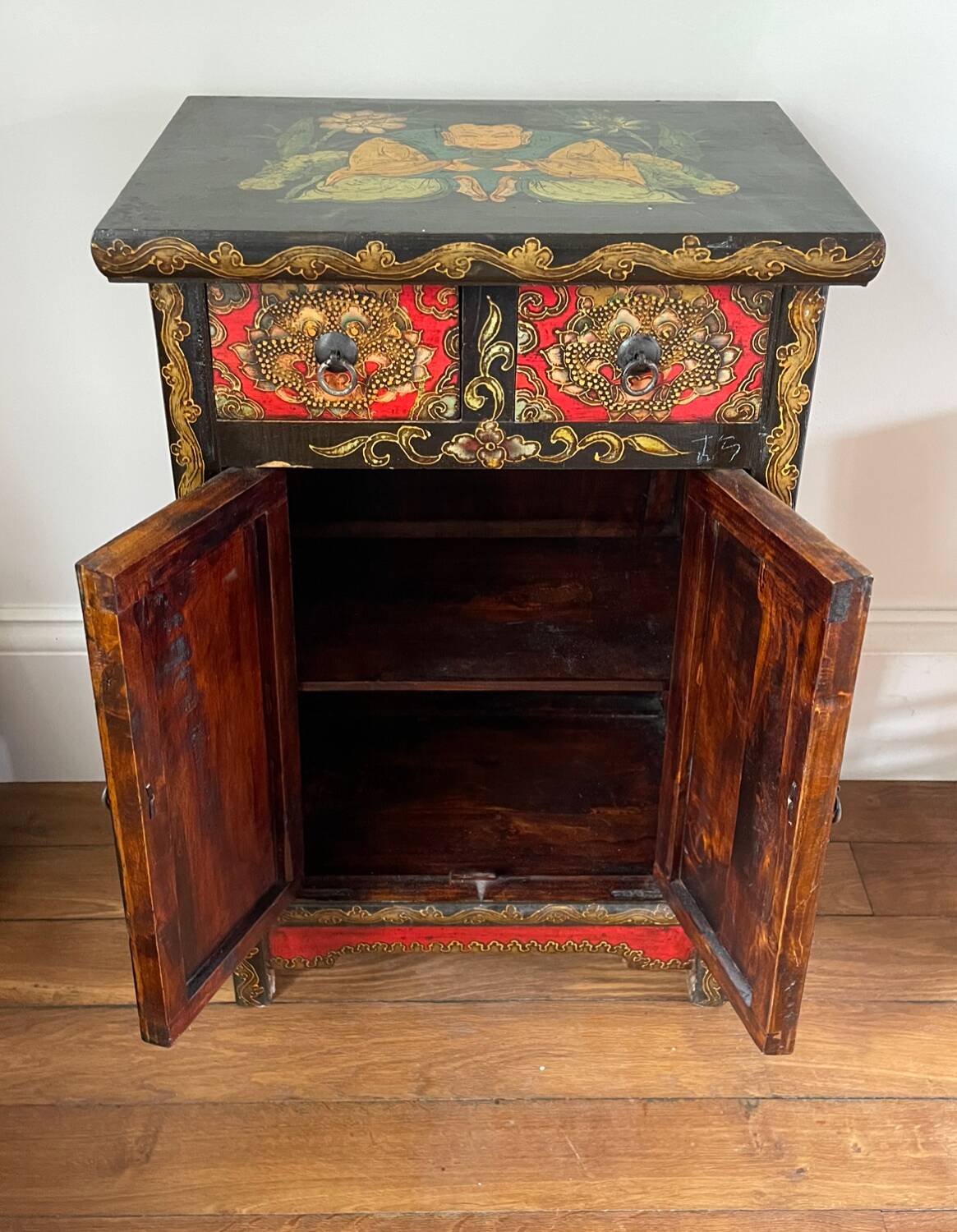 Small hand-painted Tibetan piece of furniture
