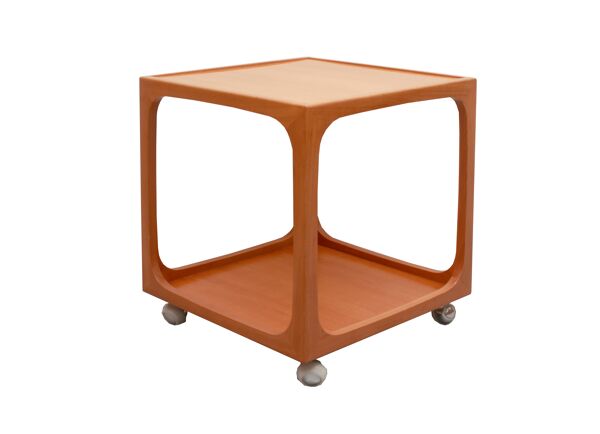 Table d'appoint cube des années 1960 en merisier, Wilhelm Renz