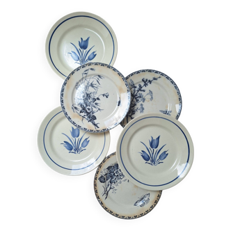 Assiettes plates bleu vintage