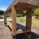 Restored old carpenter's workbench – Console / side table in solid wood