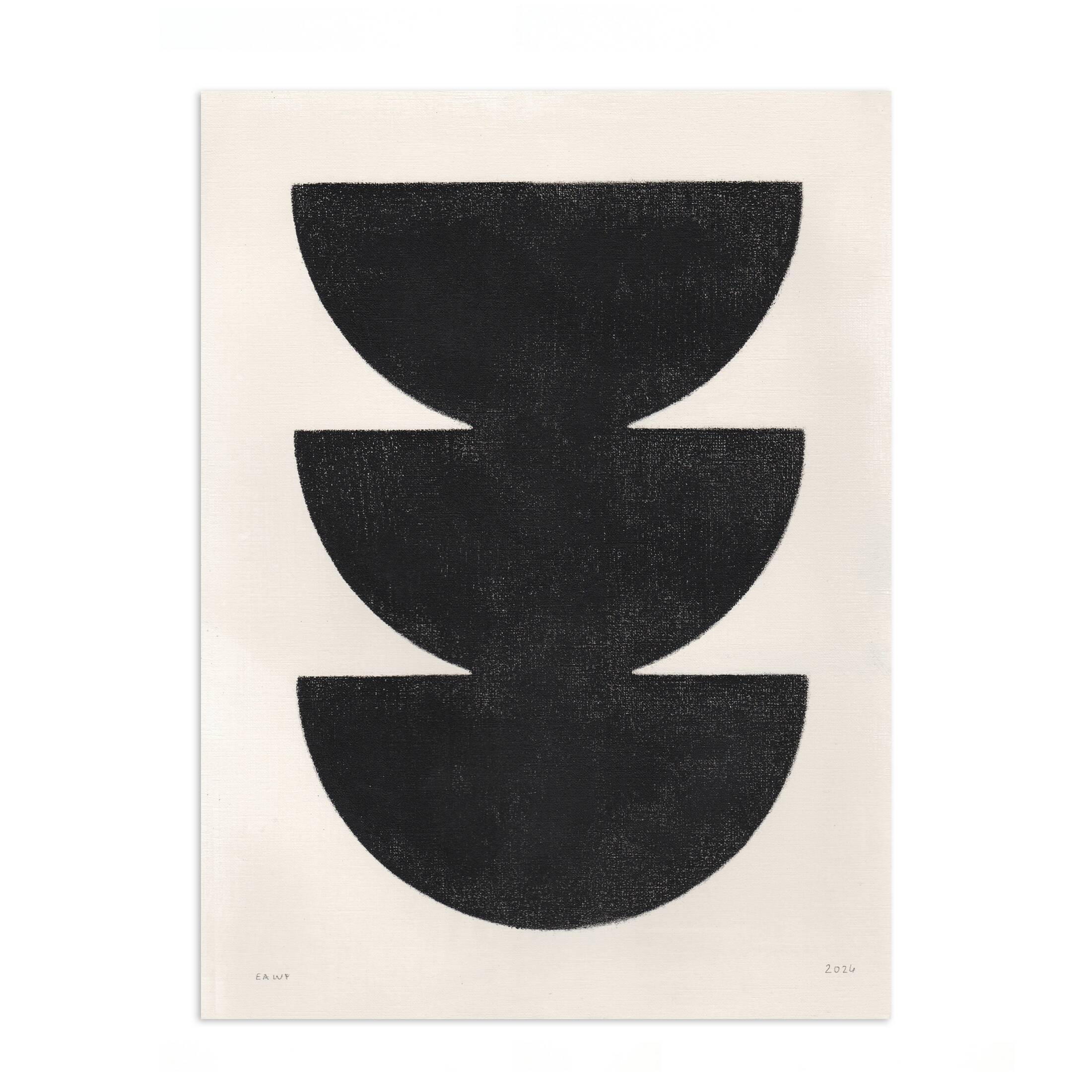 Painting on paper - black abstract illustration signed eawy