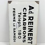 Reinert ad. charbons plaque émaillée ancienne