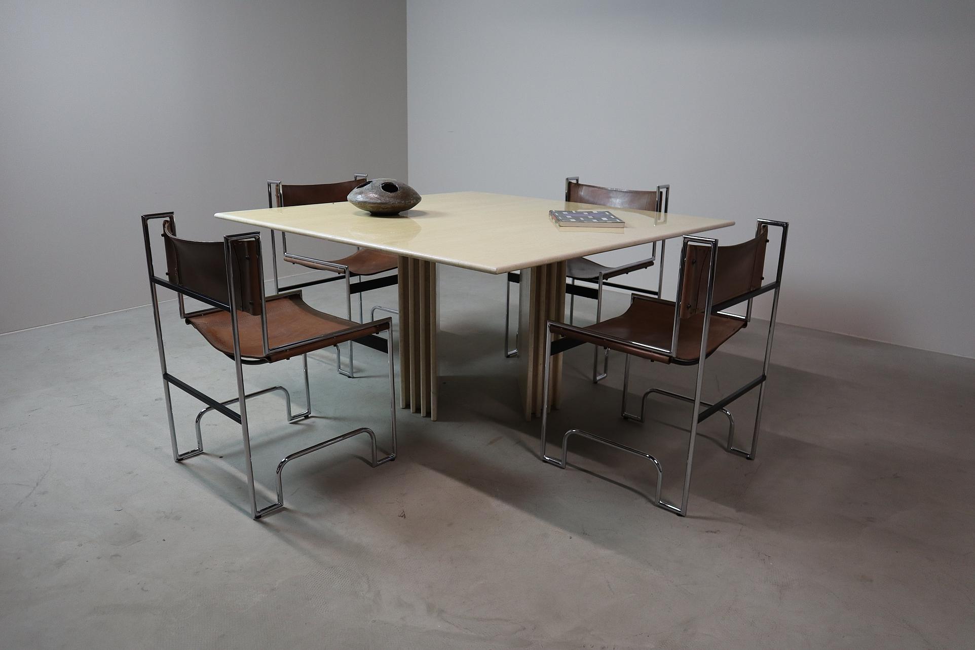 Travertine dining table, Italy 1960s