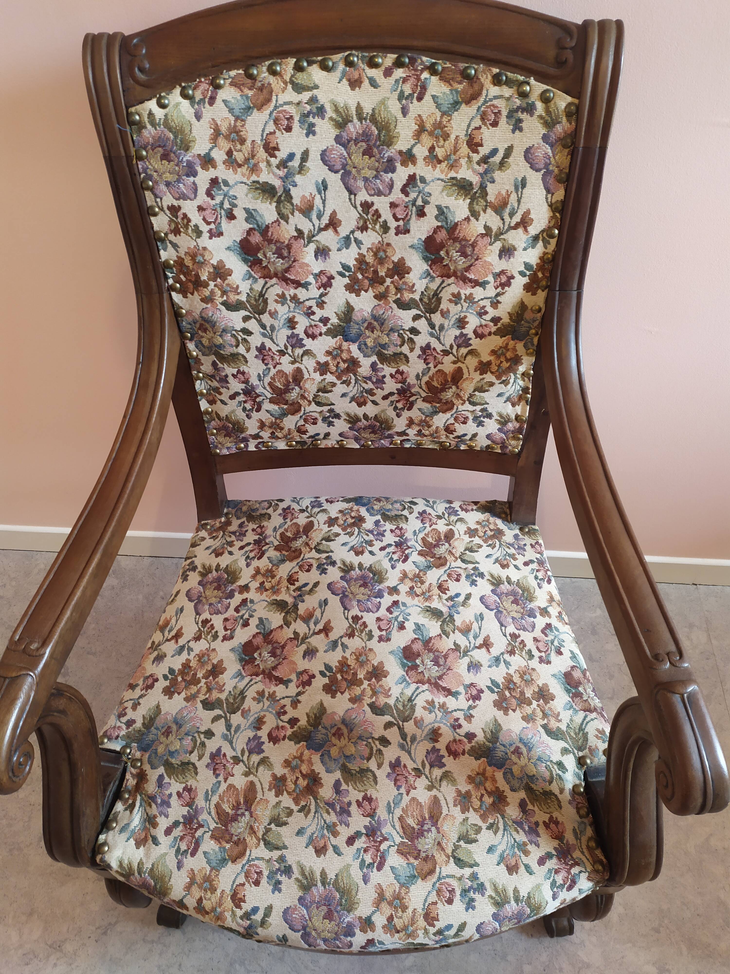 Wooden armchair and fabric