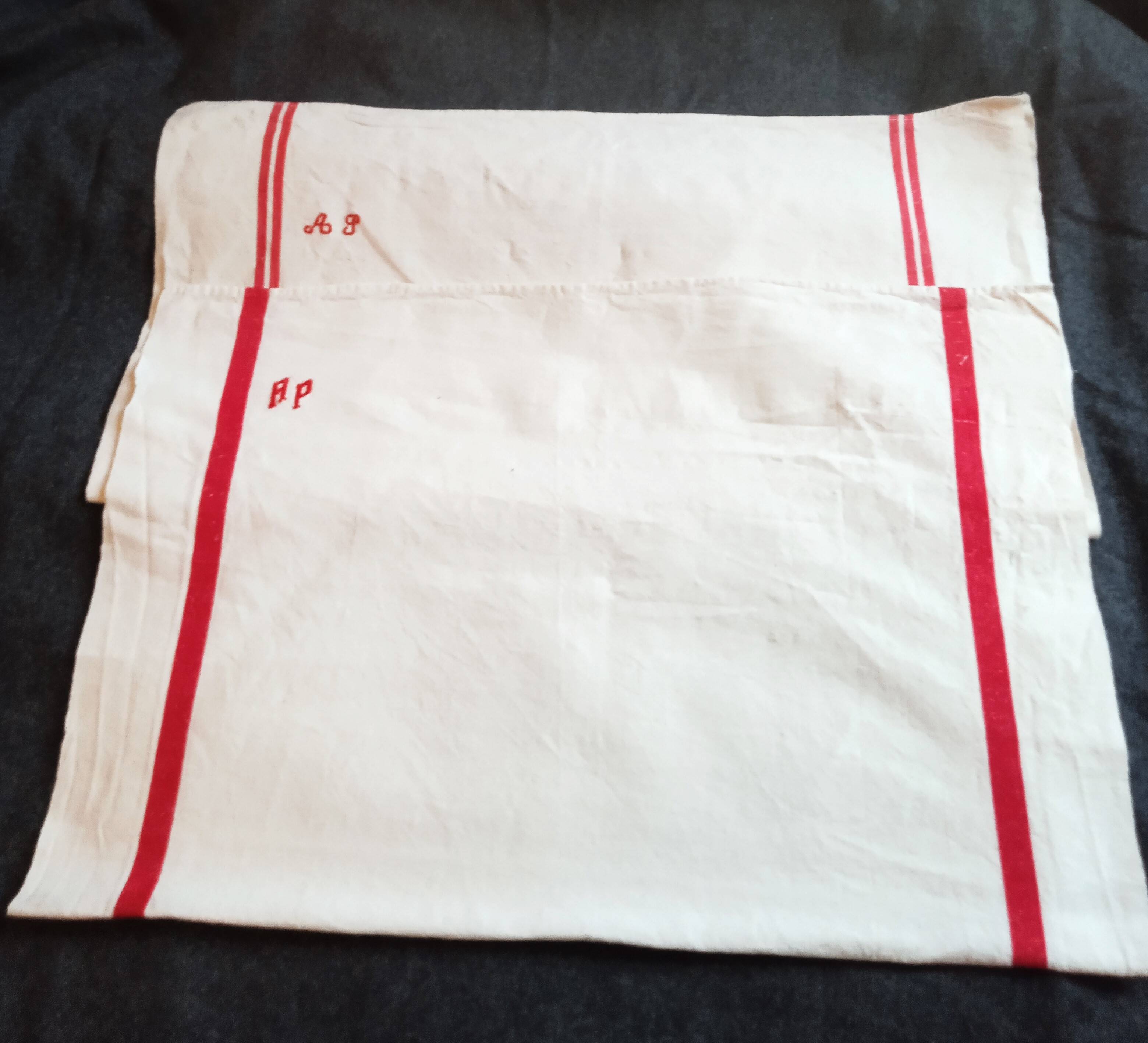 2 large old linen tea towels