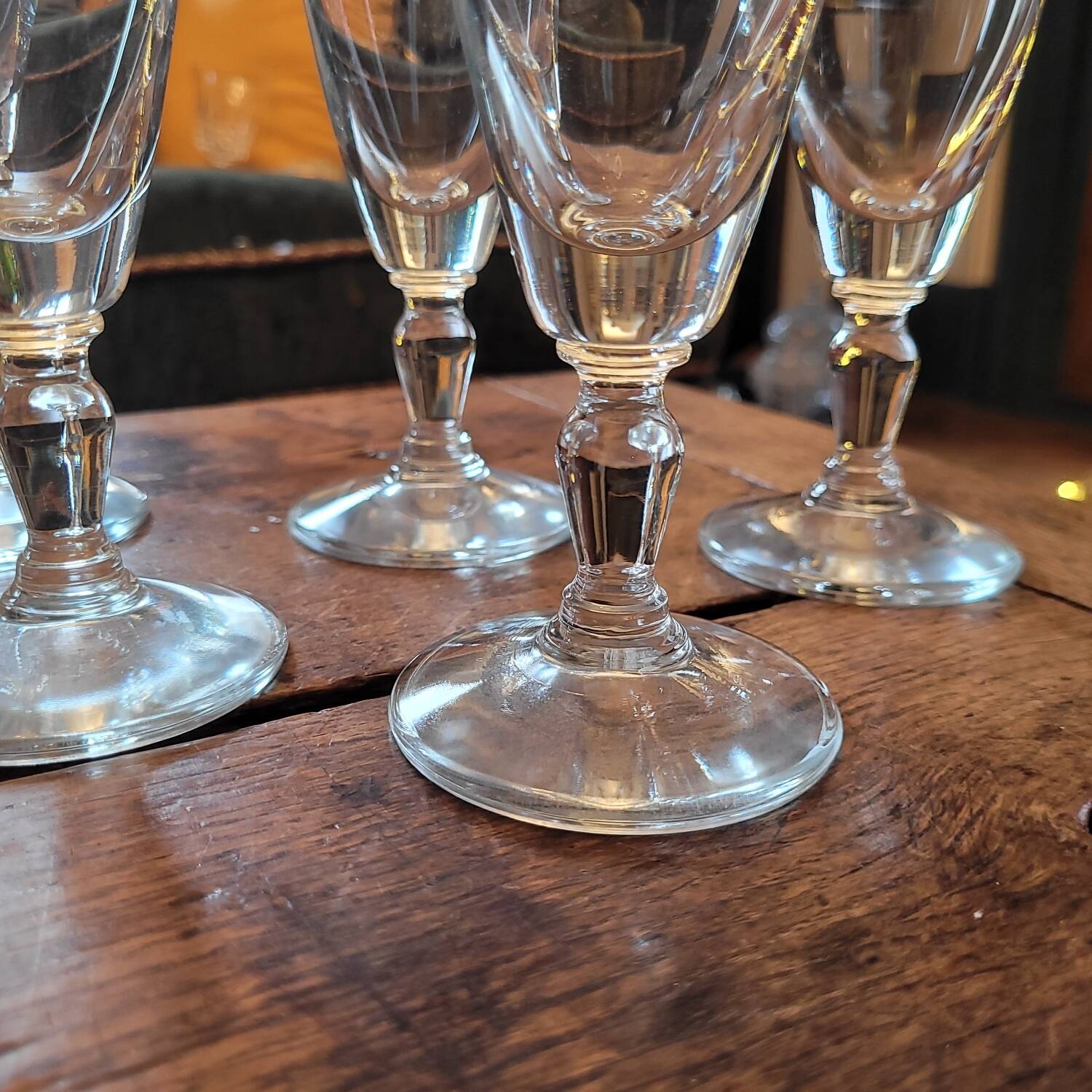 Cut glass champagne flutes. 1960s