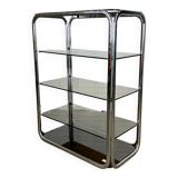 Vintage chrome rack with crystal smoked glass