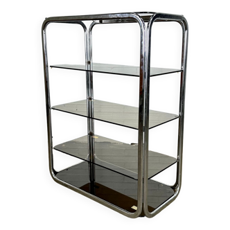 Vintage chrome rack with crystal smoked glass