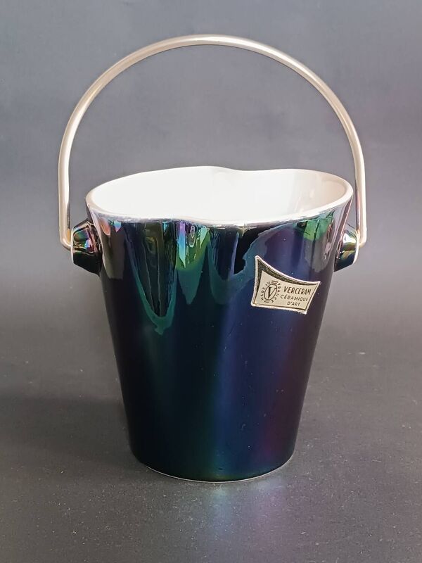 Seau à glace en céramique irisée noir Verceram