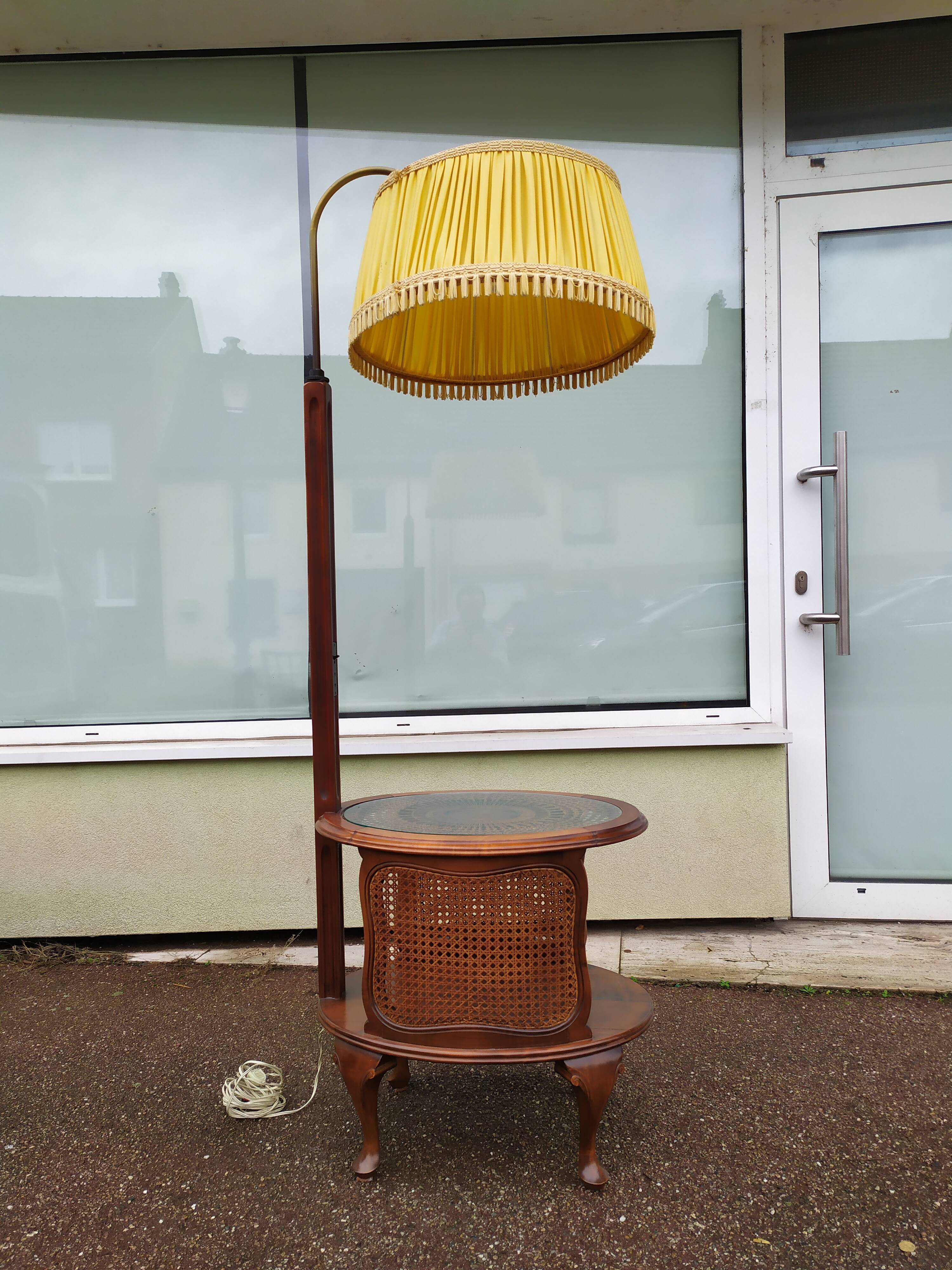Floor lamp - wood - cane - glass