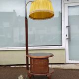Floor lamp - wood - cane - glass