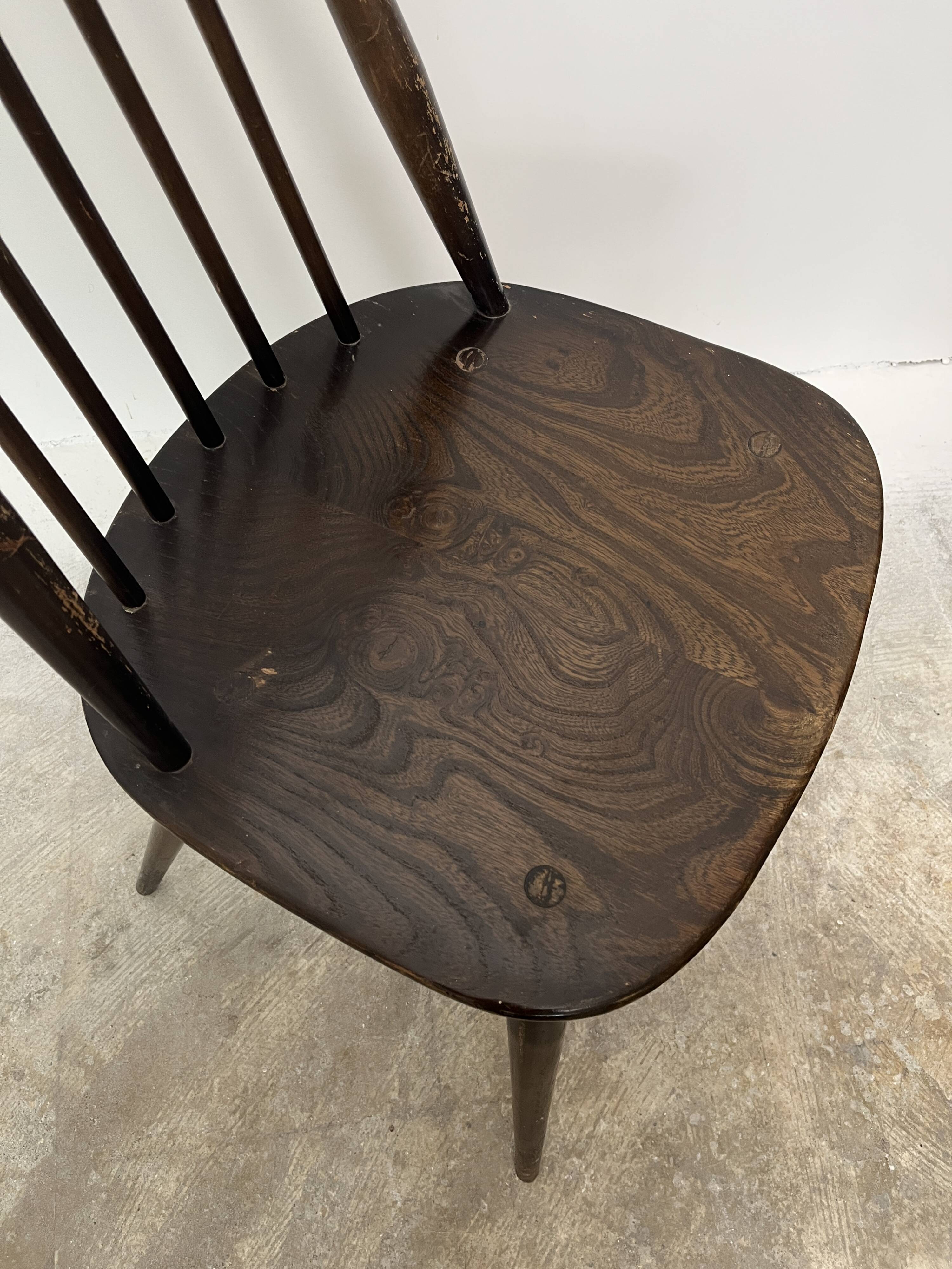 Set of 3 Ercol Goldsmith Scandinavian style wooden chairs