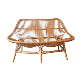 60s-70s wicker bench