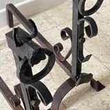 Pair of vintage steel brutalist andirons