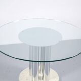 Italian marble dining table, chrome steel and glass, 70s