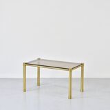 Midcentury Italian Tubular Brass And Smoked Glass Coffee Table. Retro.