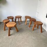 Flower coffee table set with elm tripod stools
