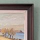 Peinture à l’huile de paysage vintage suédoise moderne « Golden Meadows » du milieu du siècle, encadrée