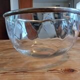 Glass and silver metal salad bowl