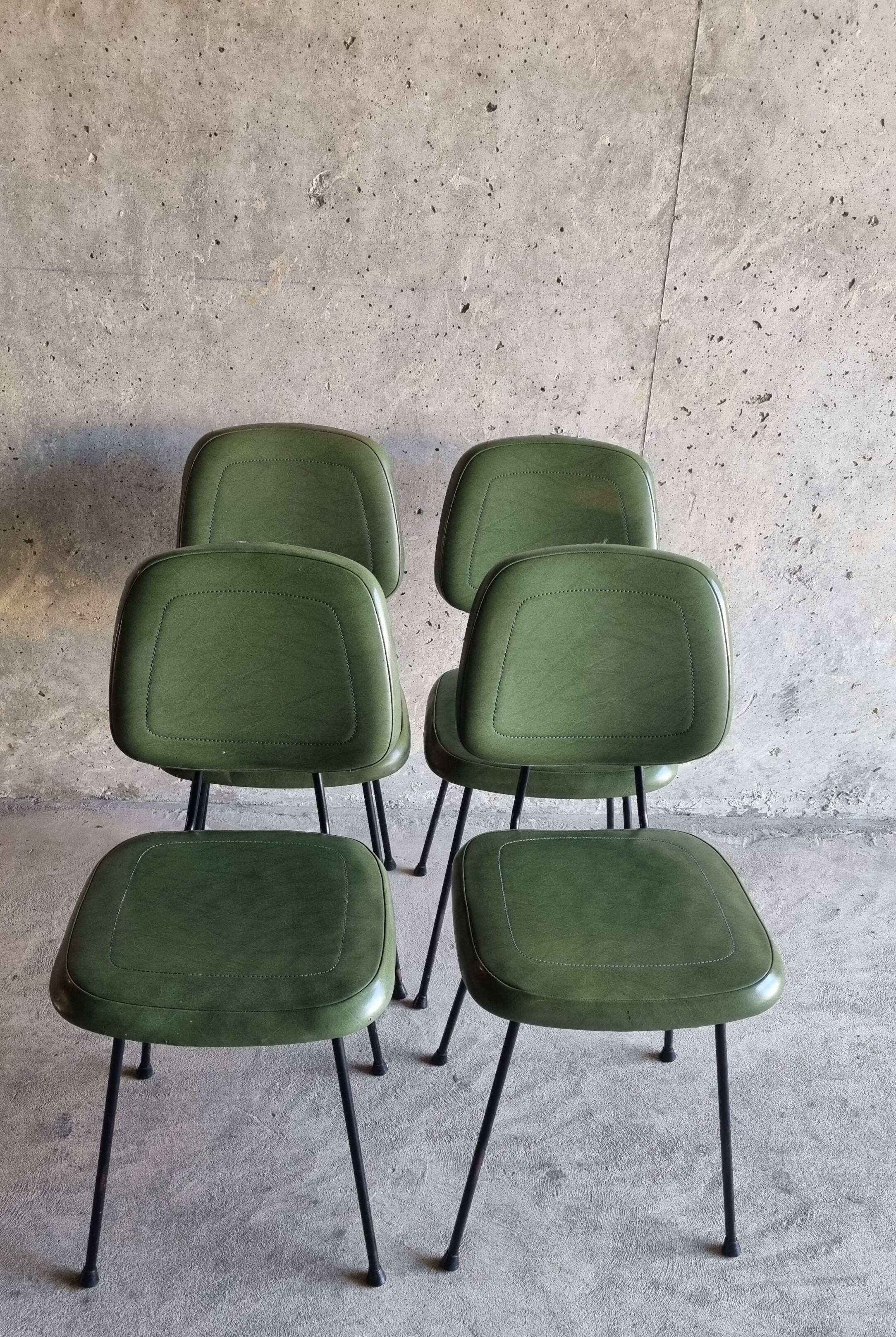 set of 4 vintage green chairs