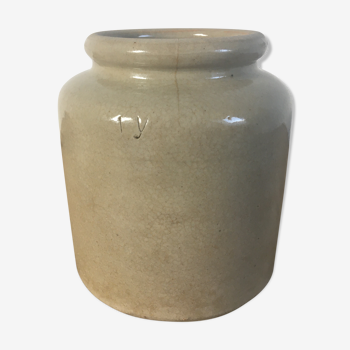 Large beige sandstone mustard pot