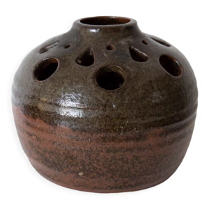 Vase pique-fleurs en grès de Fontgombault,