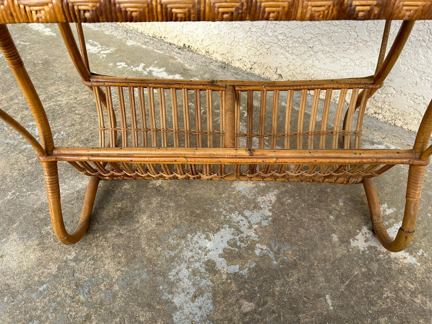 Vintage rattan magazine table