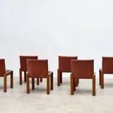 Set of six leather Italian dining chairs