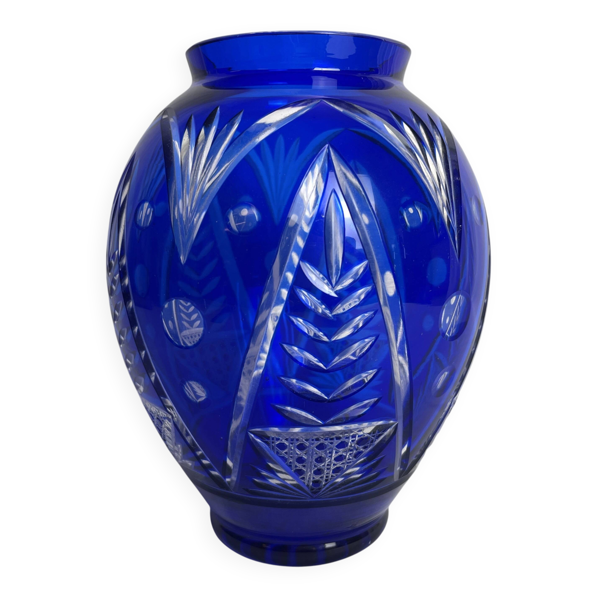 Cobalt blue Bohemian crystal vase from the 20th century.