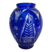 Cobalt blue Bohemian crystal vase from the 20th century.