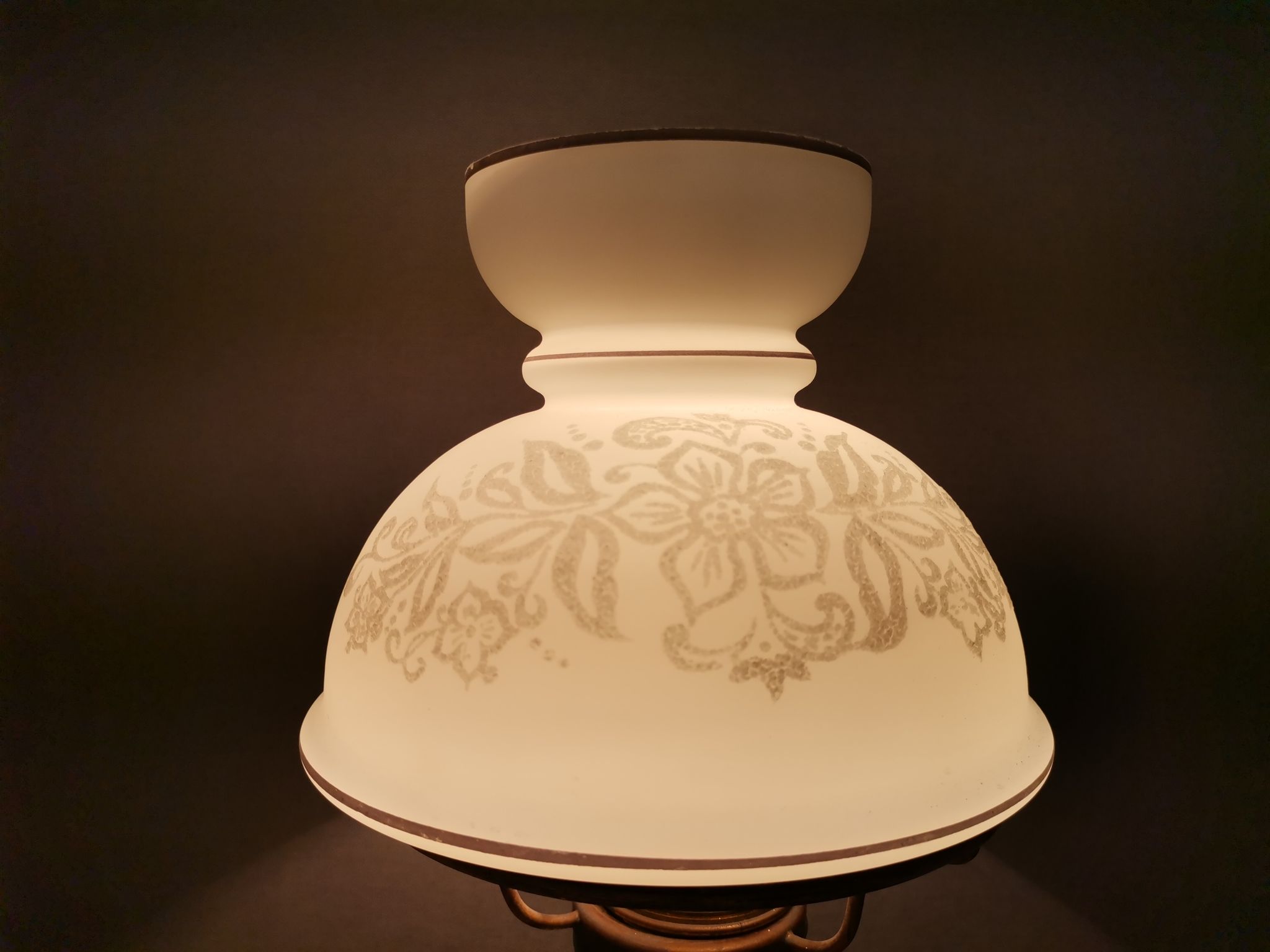 French country 1960s rustic green ceramic and glass vintage table lamp