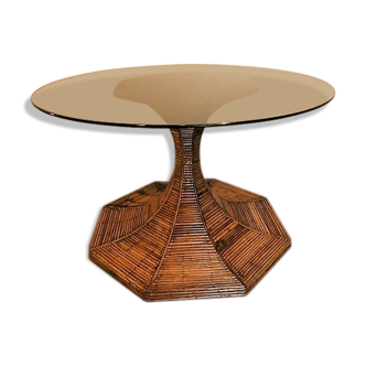 Rattan table by Gabrielle Crespi for Vivai Del Sud 1970