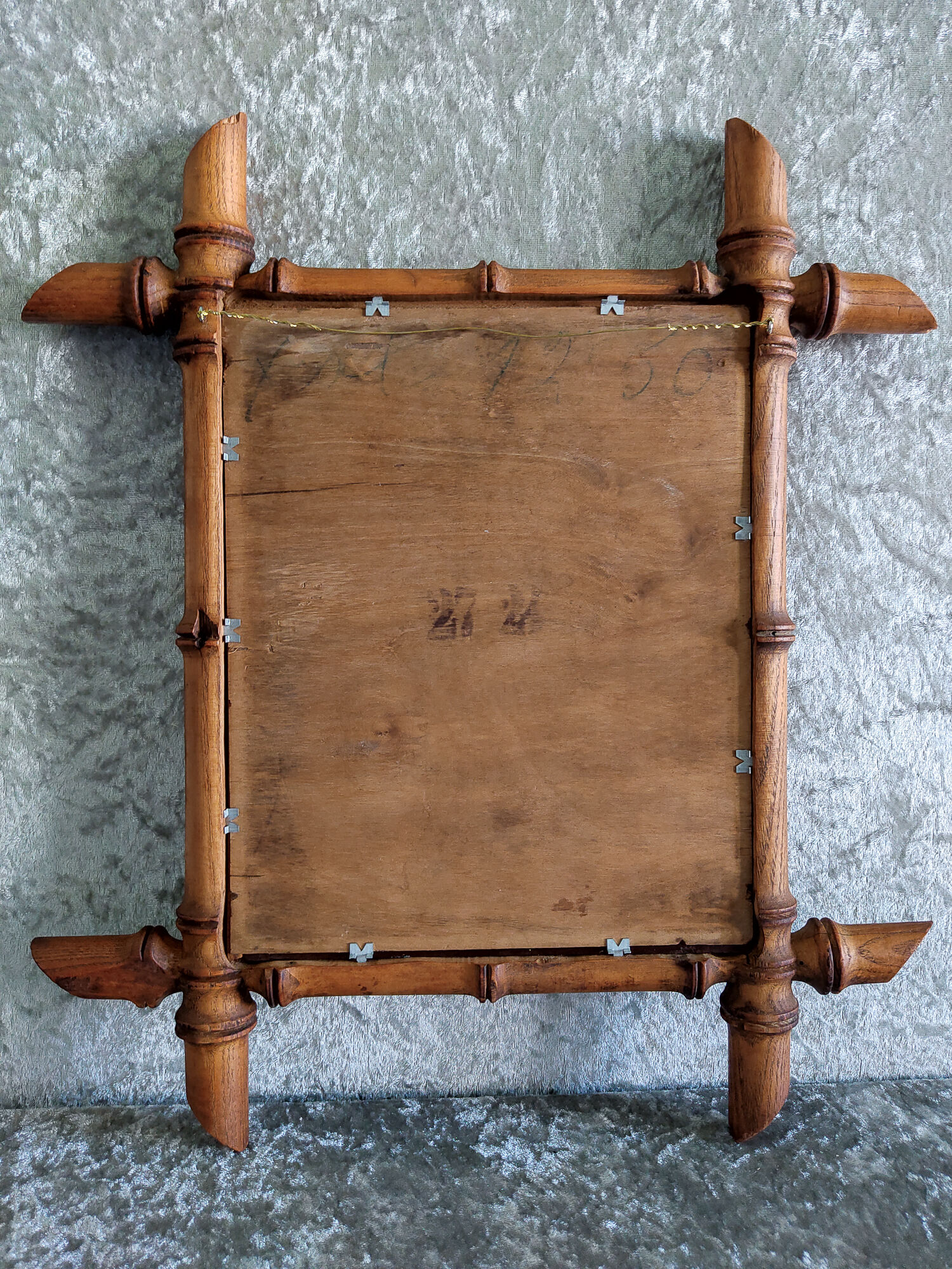 Wooden barber mirror imitation bamboo from the 20s