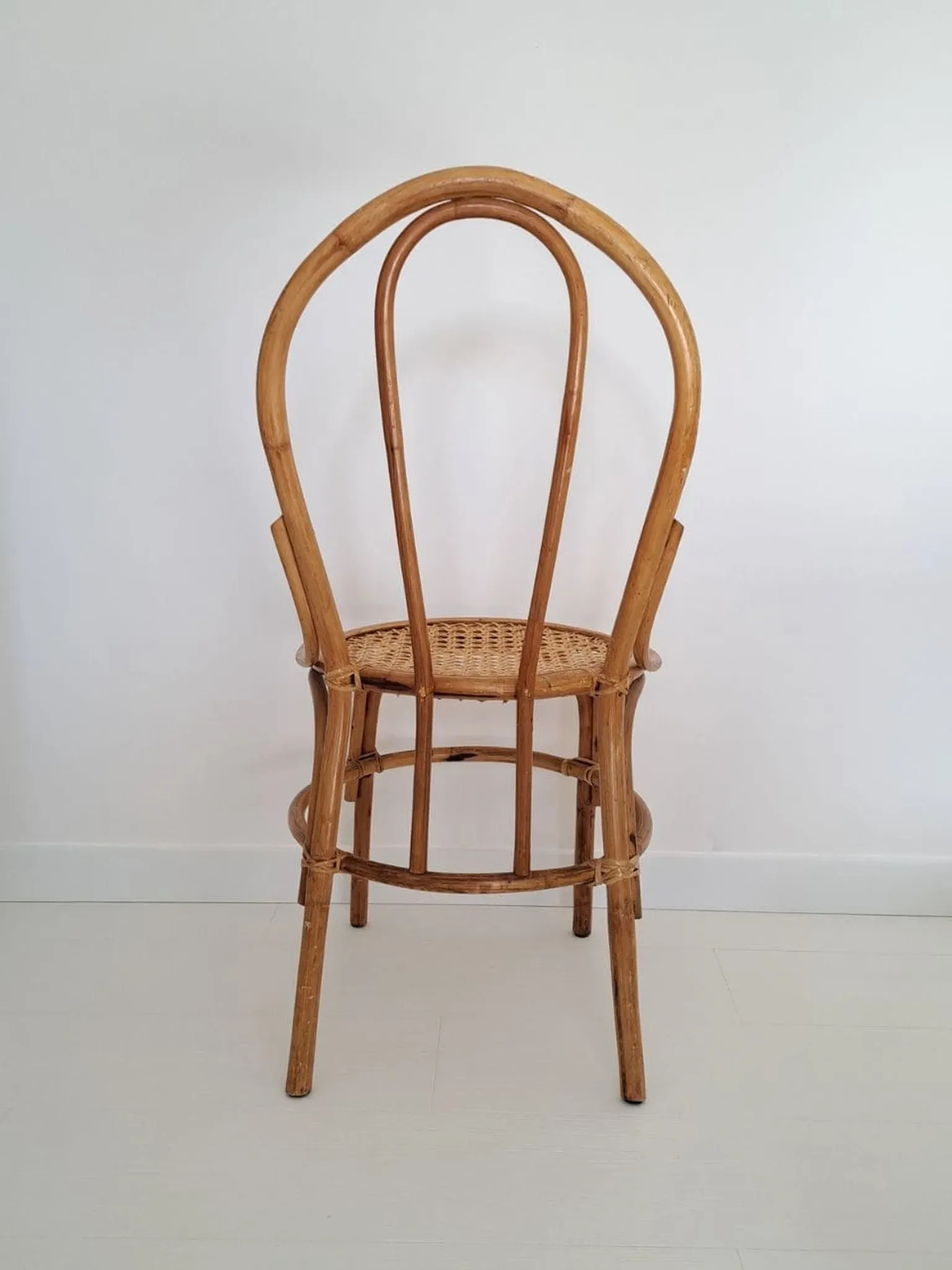 Vintage bamboo and cane chair, Thonet bistro style.