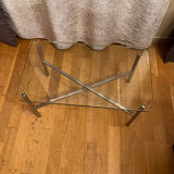 Small chrome and glass coffee table.