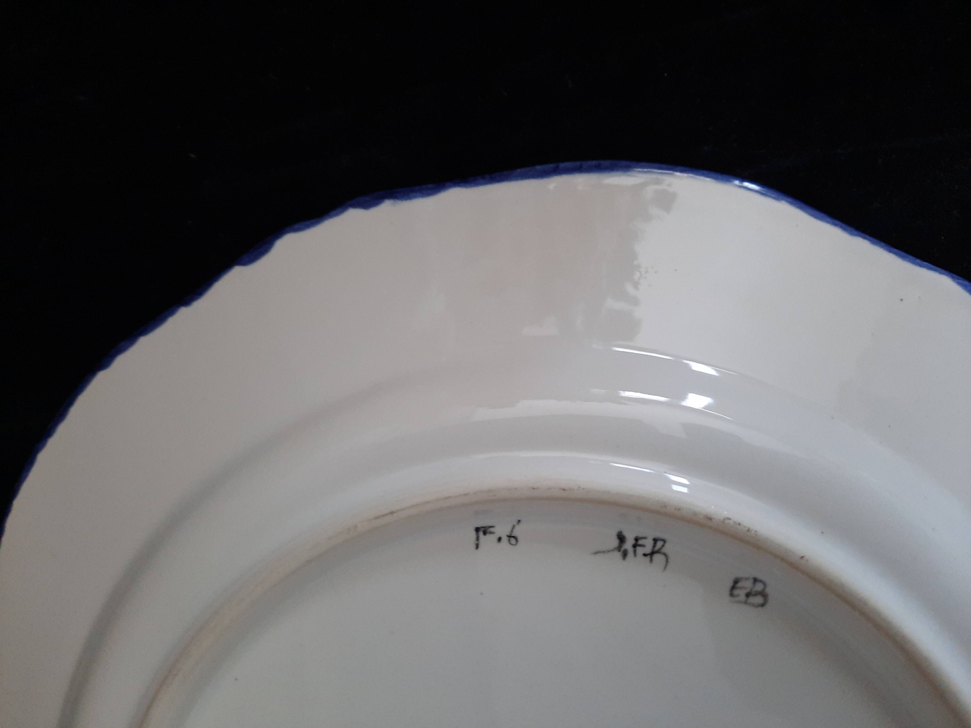 Old flat plate faience hb quimper hand-painted floral decoration