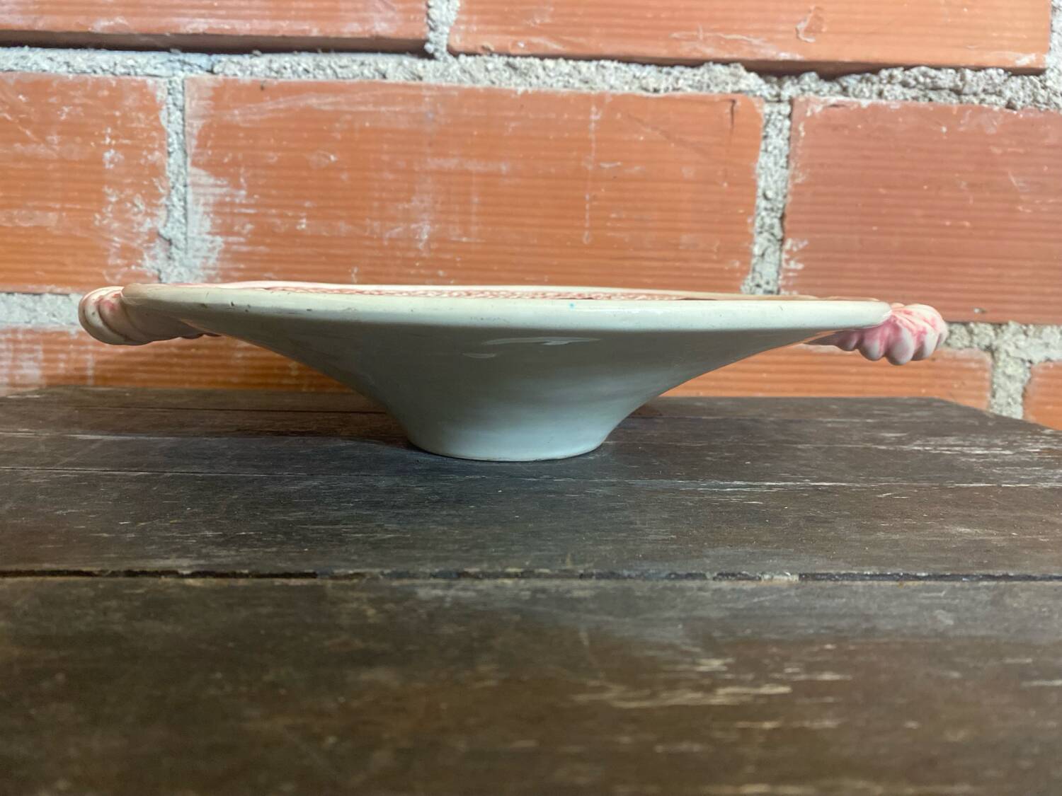 Old Plate VALLAURIS Polychrome Ceramic Flower Decor Vintage