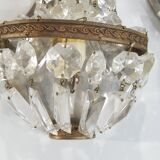 Antique crystal chandelier with 2 wall sconces – Vintage milk pendant