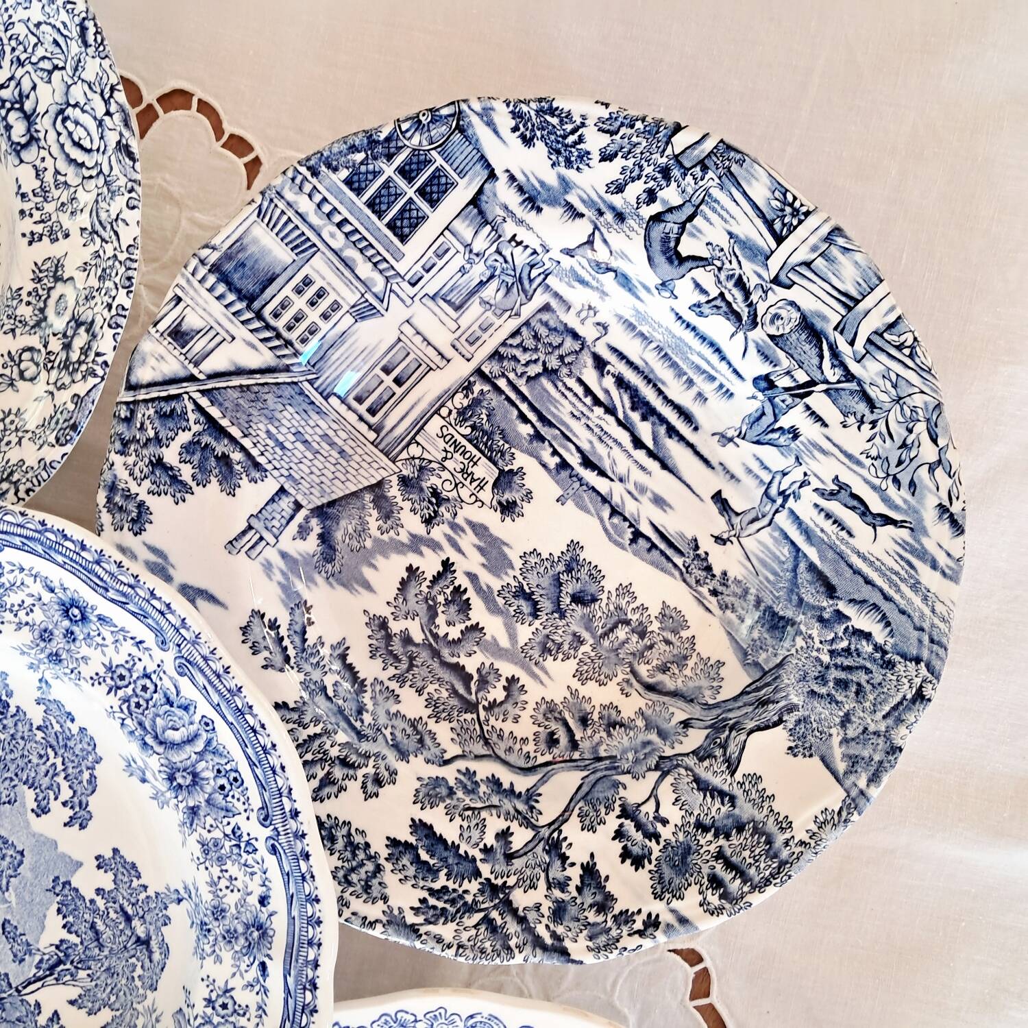 Mismatched antique soup plates